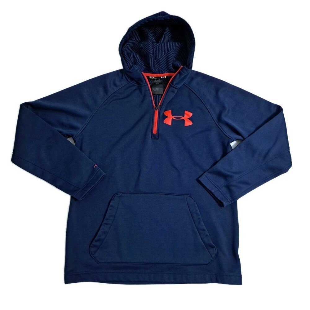 Under Armour Medium Zip Hoodie Sweatshirt ColdGear Fleece Blue Infrared Storm